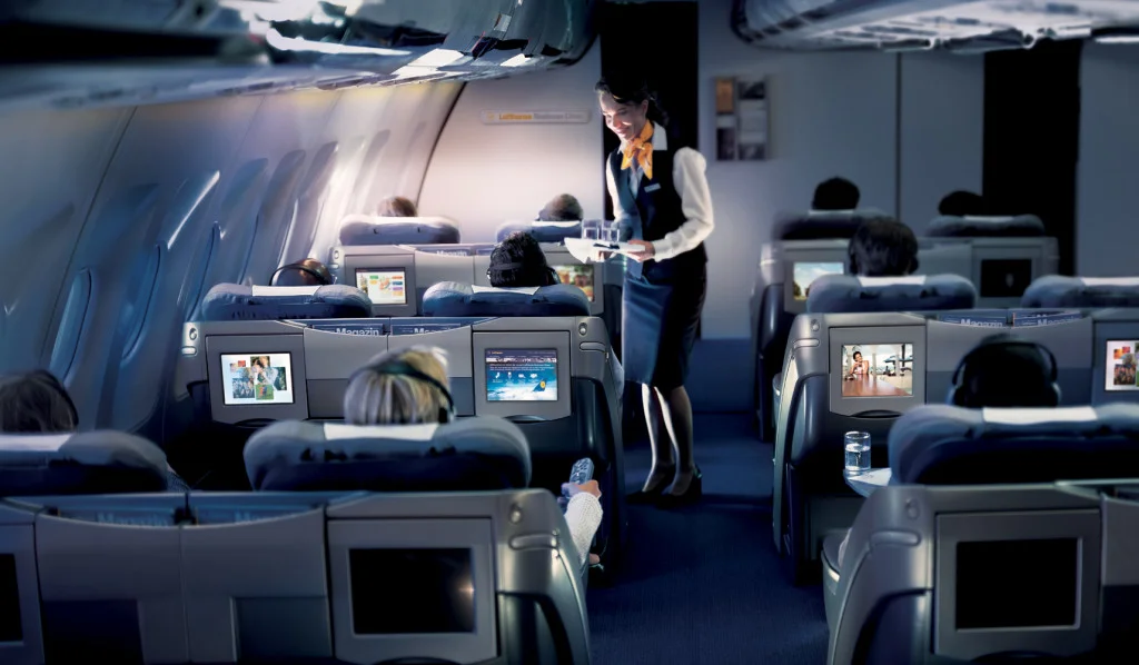 Business class seat on an airplane
